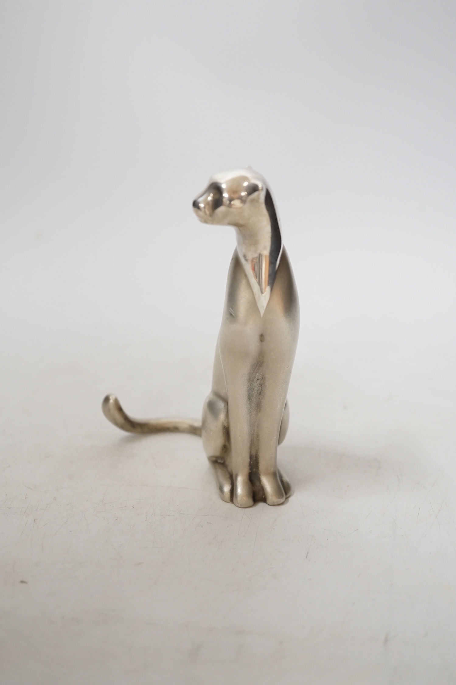 A recent Dutch white metal (etched '.999 Fine') model of a cheetah, by Loet Vanderveen, Rotterdam, height 13cm